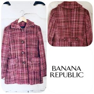 BANANA REPUBLIC BERRY WOOL TWEED COAT - SMALL